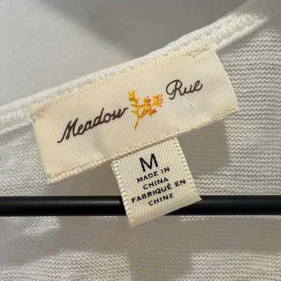 Anthropologie Meadow Rue 100% Linen Top Medium Cream Romantic - Picture 4 of 7